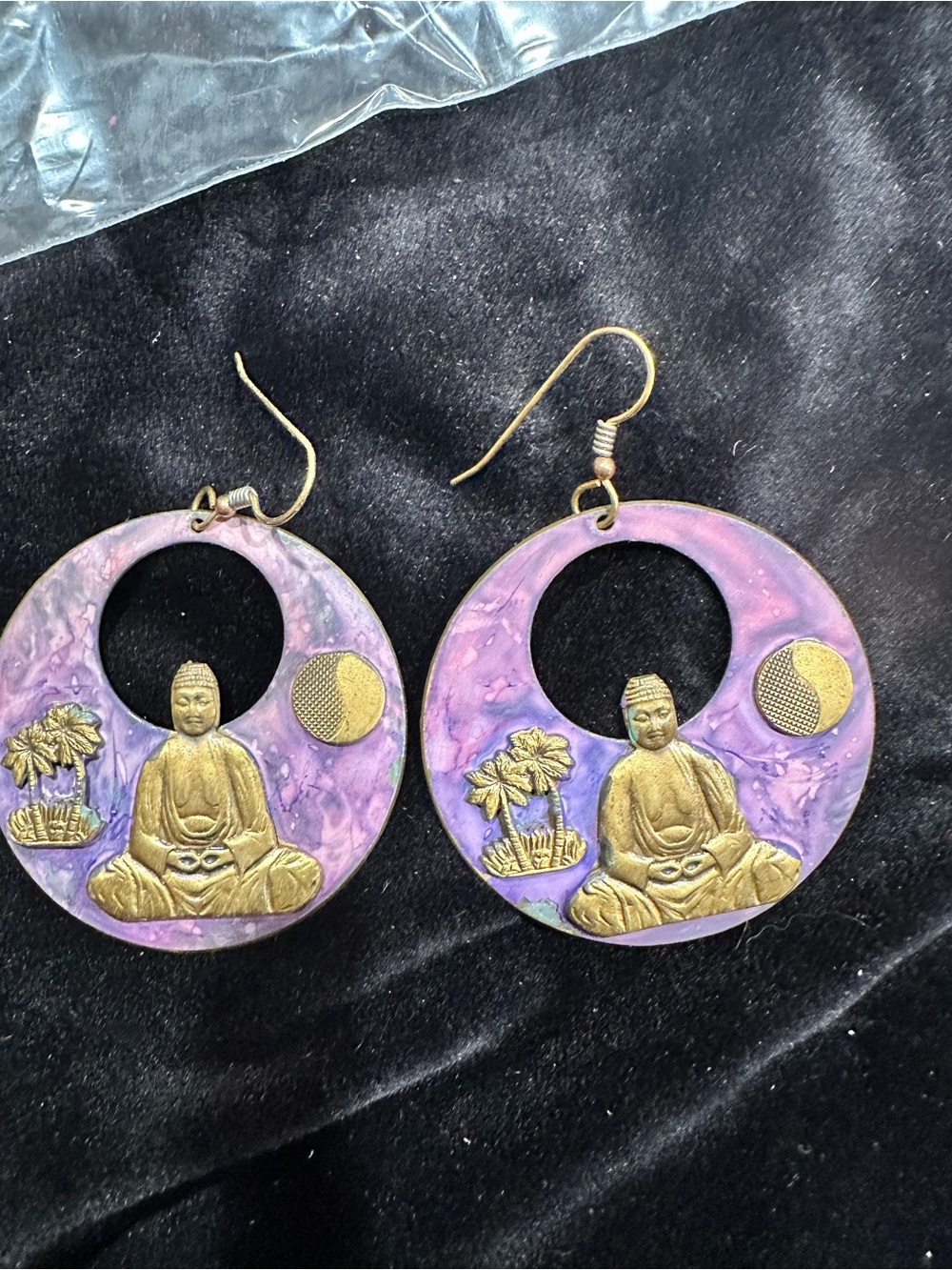 Bohemian Purple Buddha Drop Earrings